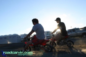 Mini-racers flat trackin' on minibikes